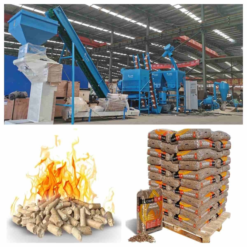 Peralatan Produksi Pelet Penuh Otomatis Mesin Extruder Pelet Kayu 800-1000kg/Jam