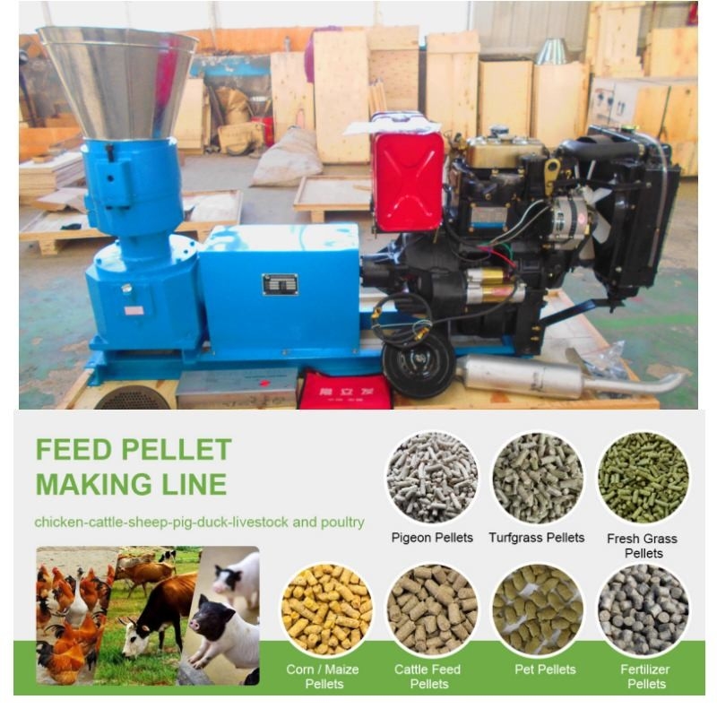 Pabrik Pelet Pakan 100-1200 Kg/Jam Dengan Motor Listrik Atau Mesin Diesel
