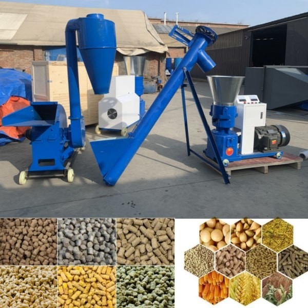 100-1200kg/Jam Pembuat Pelet Pakan Ternak Pabrik Pelet Mati Datar Ukuran Pelet Akhir 1-12mm