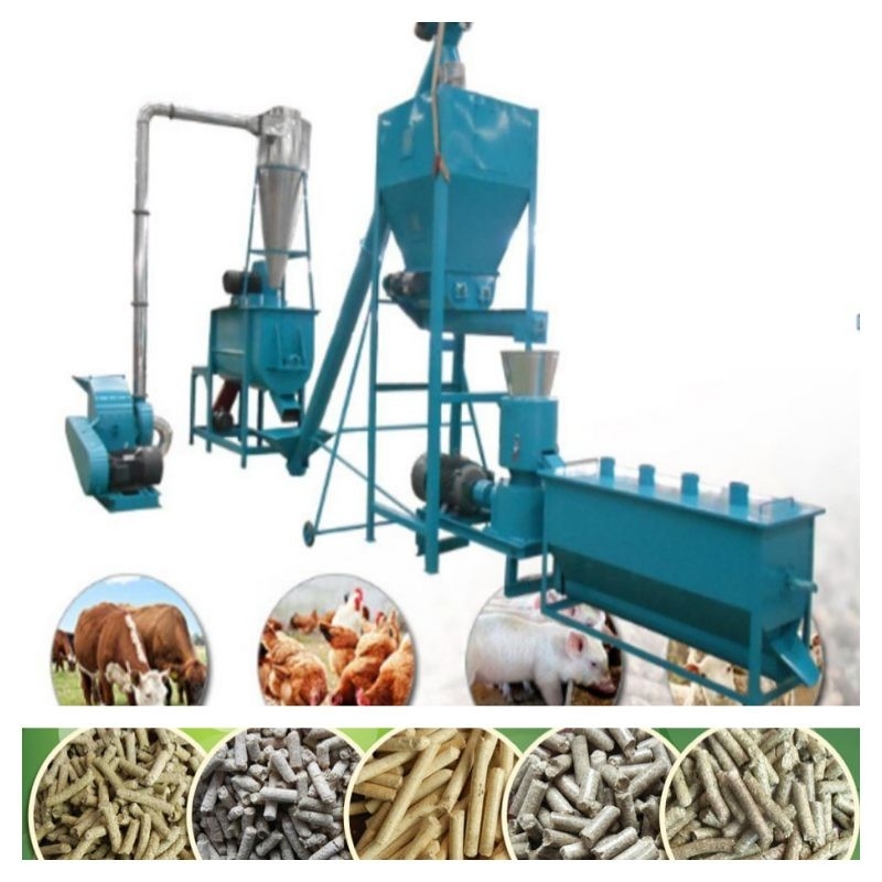 Pabrik Pelet Pakan 3kw-30kw 50-1200kg/Jam Mesin Pabrik Pelet Ternak 2,5-12mm