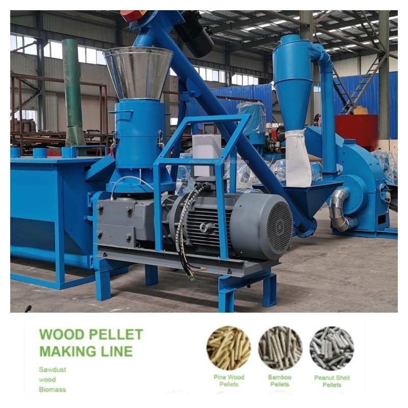 100-1200kg/H Pembuat Pelet Kayu 22-55KW Garis Pelet Kayu Dengan Ukuran Yang Dapat Disesuaikan