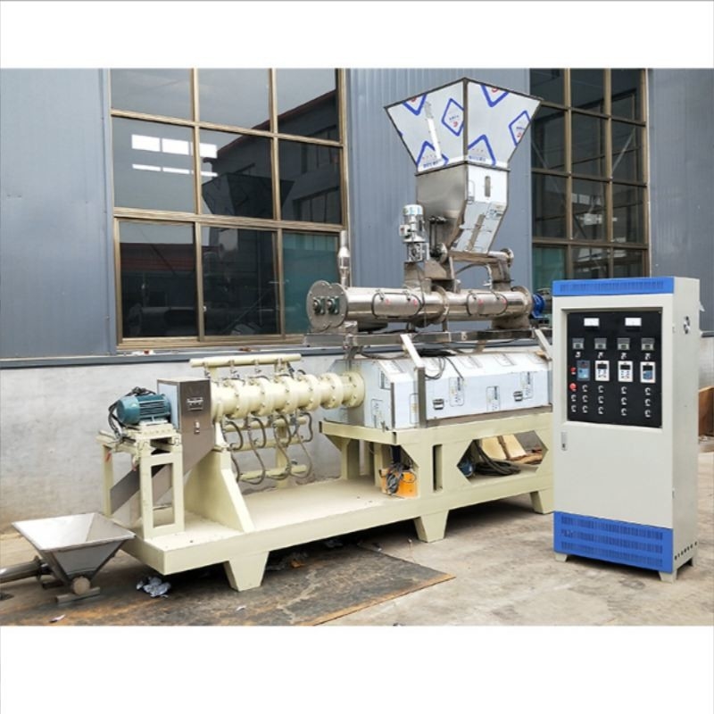 Putih Biru Baja tahan karat Bahan Sekrup Feed Extruder Makanan Anjing Cat Food Extruder Produksi