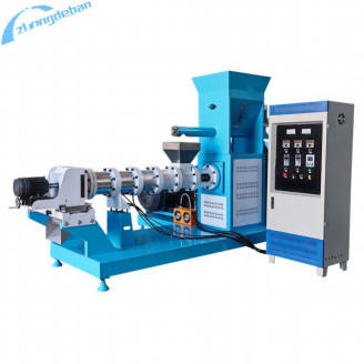600-1200 Kg/H Screw Feed Extruder untuk Produksi Pet dan Floating Feed Ikan 55kw