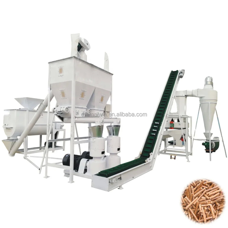 Peraturan Biomass Pelletizing Line untuk Pellet Diameter Akhir 6-12mm Ring Die Pellet Mill