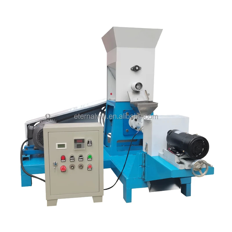 Kontrol Suhu Digital 220V/380V Mesin Ekstruder Makanan Hewan 5.5-132kw Daya 40-2000kg/jam Kapasitas