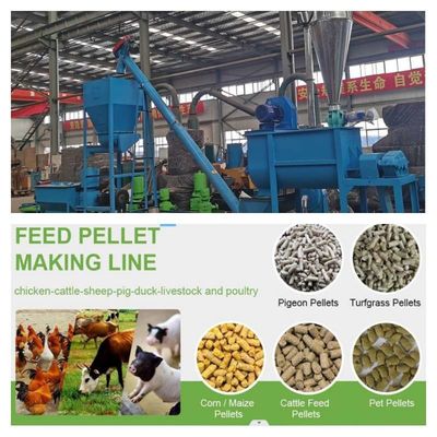CE 3000kg/H Lini Produksi Pellet Pakan Hewan Perundingan Warna